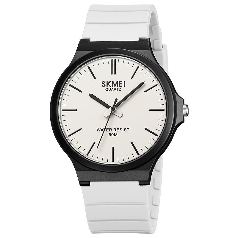 SKMEI 2108 Minimalism Quartz Watch 50m Waterproof Fashion Wrist Watch - Black / White / Black