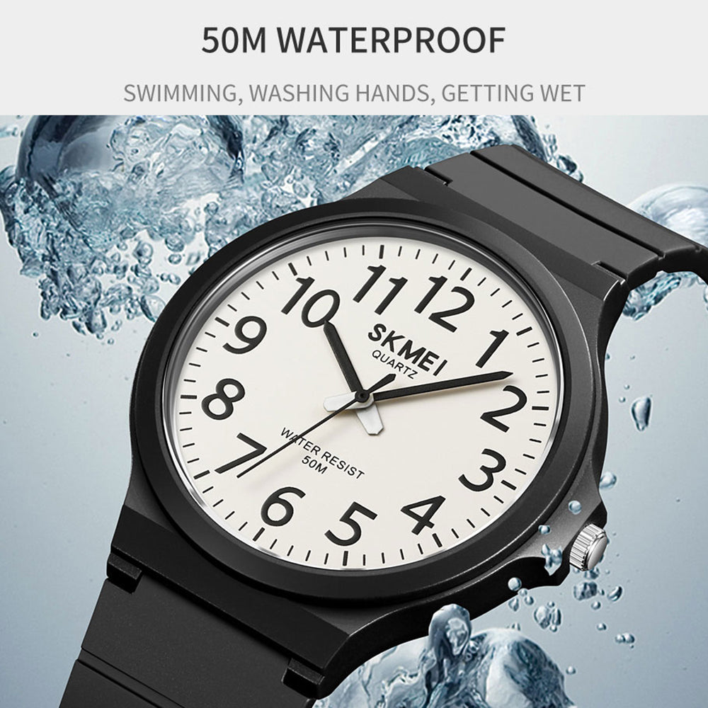 SKMEI 2108 Minimalism Quartz Watch 50m Waterproof Fashion Wrist Watch - Black / White / Black