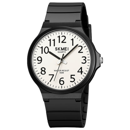 SKMEI 2108 Minimalism Quartz Watch 50m Waterproof Fashion Wrist Watch - Black / White / Black