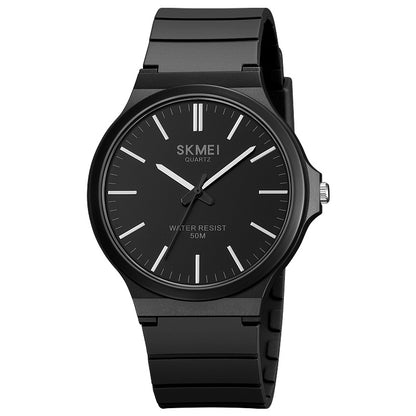 SKMEI 2108 Minimalism Quartz Watch 50m Waterproof Fashion Wrist Watch - Black / White / Black