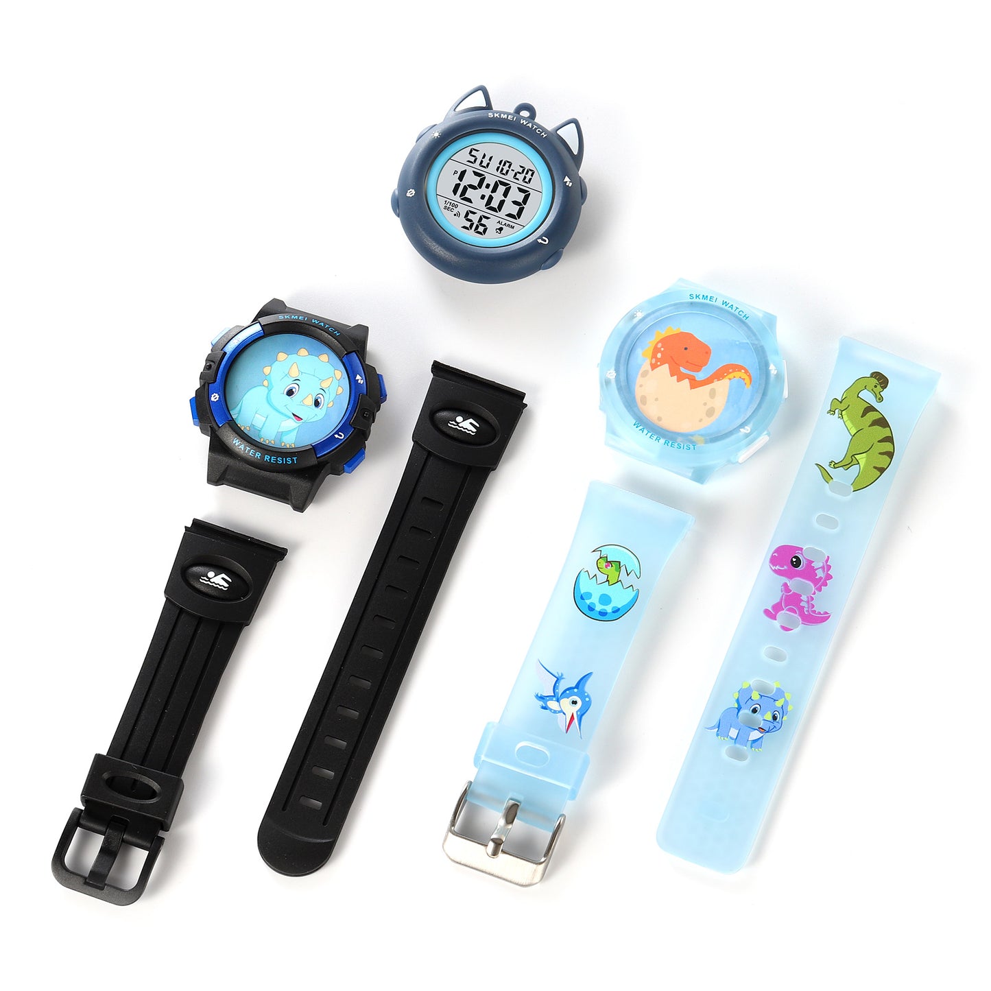 SKMEI 2236 Lovely Kids Round Wrist Watch Children Luminous DIY Digital Watch with 2 Straps - For Boys