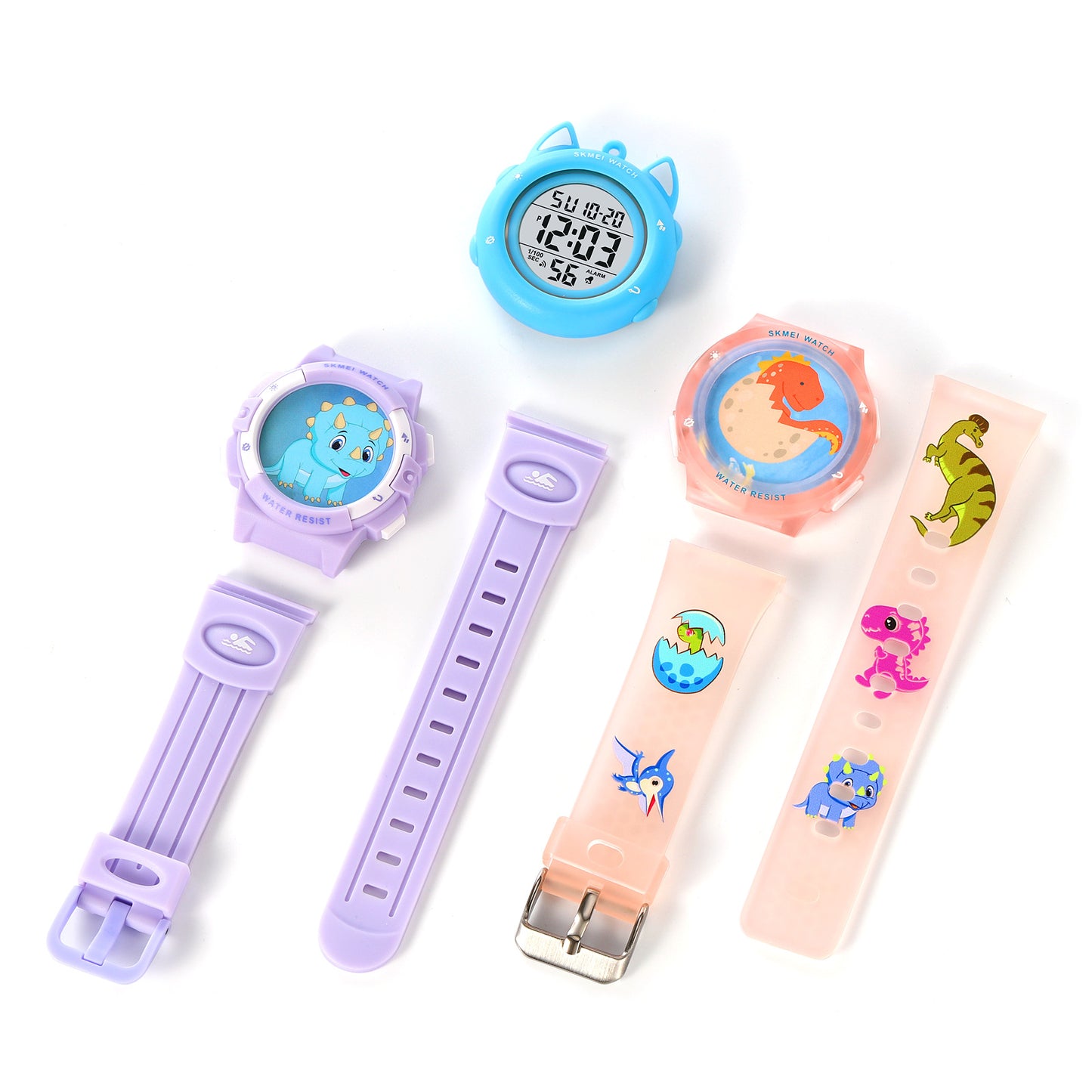 SKMEI 2236 Lovely Kids Round Wrist Watch Children Luminous DIY Digital Watch with 2 Straps - For Boys