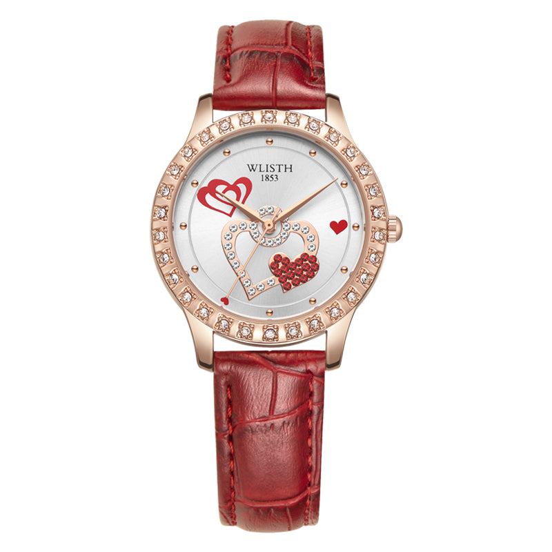 WLISTH S517 Women's Rhinestone Decor Bracelet Fashionable Quartz Watch - Red