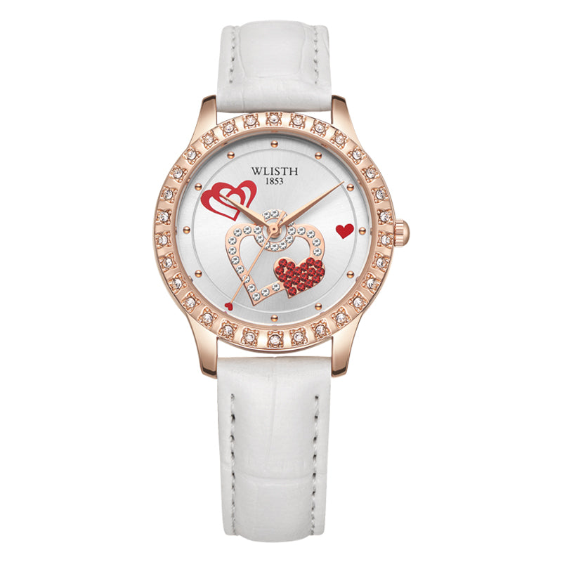 WLISTH S517 Women's Rhinestone Decor Bracelet Fashionable Quartz Watch - Red