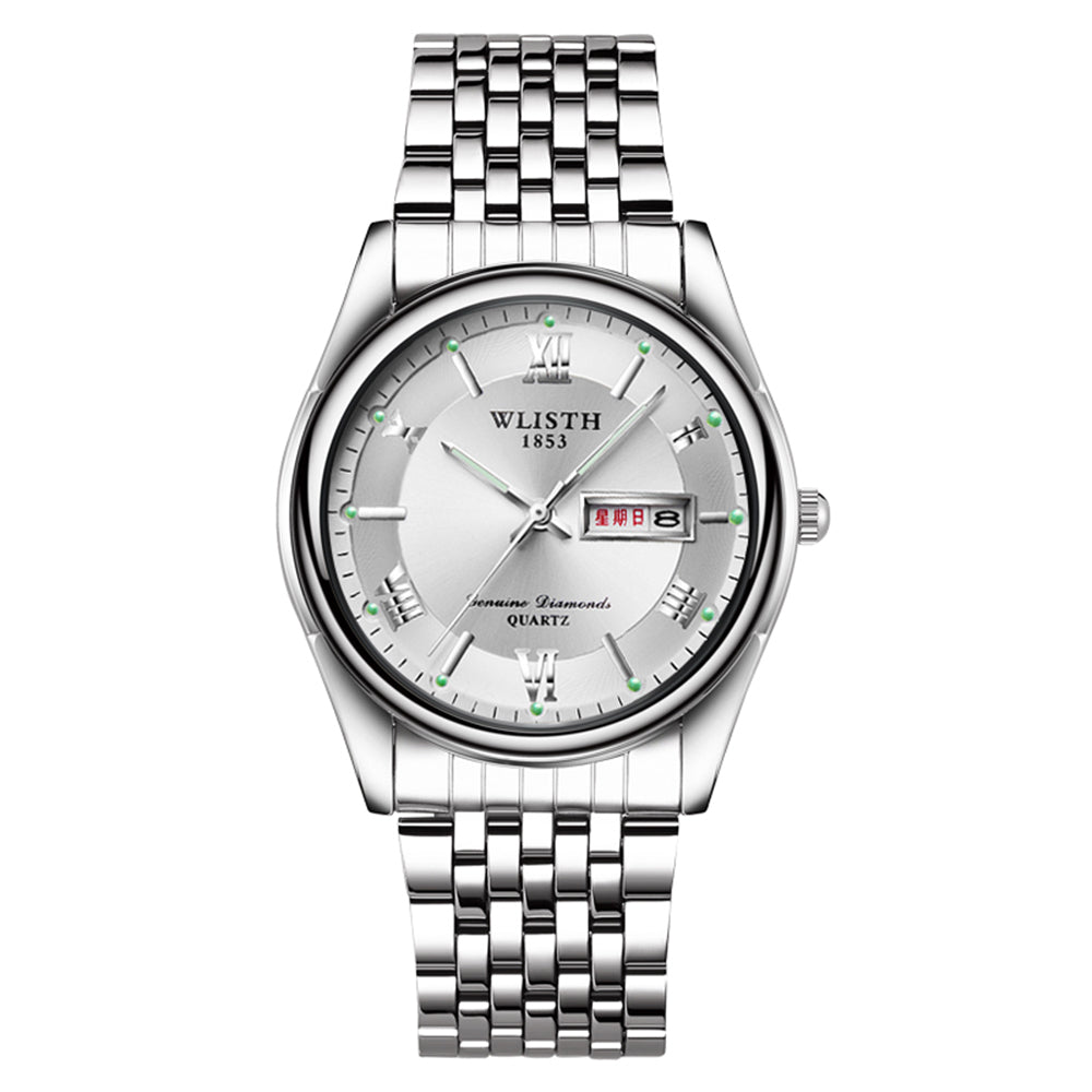 WLISTH S501 Reloj De Cuarzo Deportivo Para Hombres Calendario + Pulsera De Muñeca Con Pantalla Semanal - Blanco