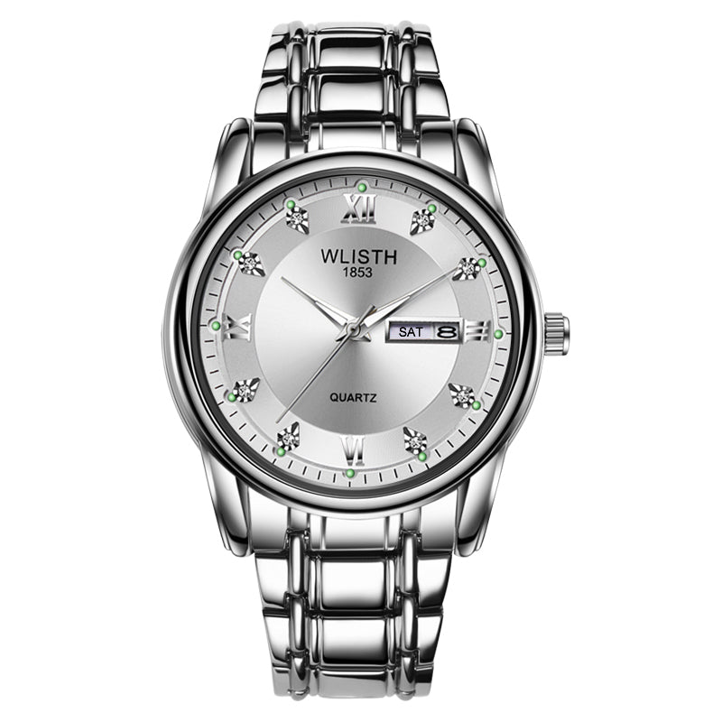 WLISTH S506 Men's Waterproof Calendar Date Week Display Quartz Watch - Silver