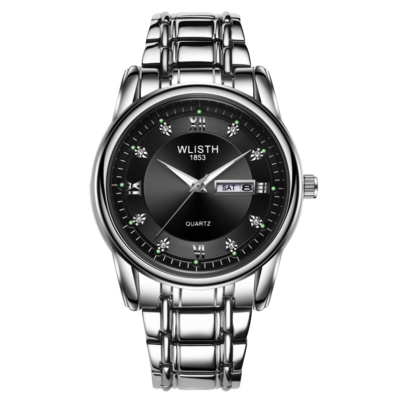 WLISTH S506 Men's Waterproof Calendar Date Week Display Quartz Watch - Silver