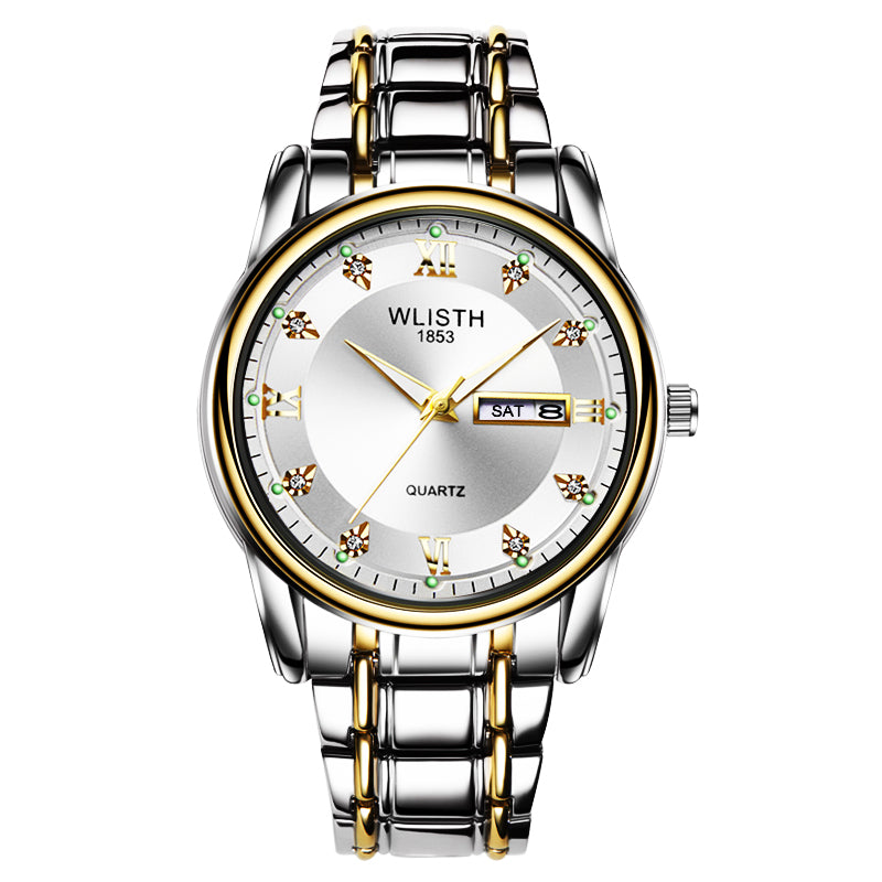 WLISTH S506 Men's Waterproof Calendar Date Week Display Quartz Watch - Silver