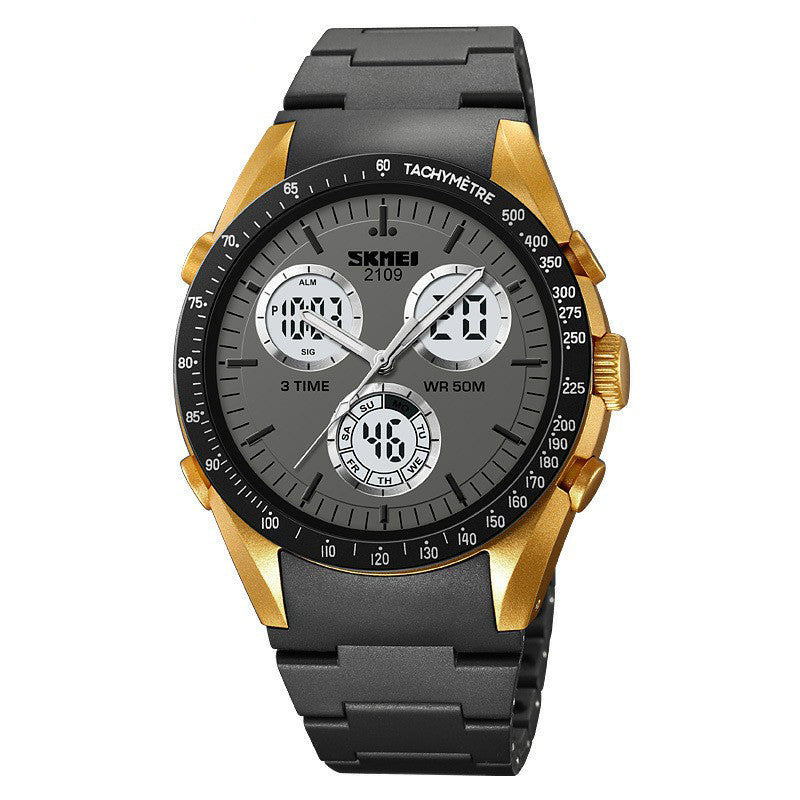 SKMEI 2109 Student Sports Watch Luminous Wrist Bracelet with TPU Strap - Black+Gold