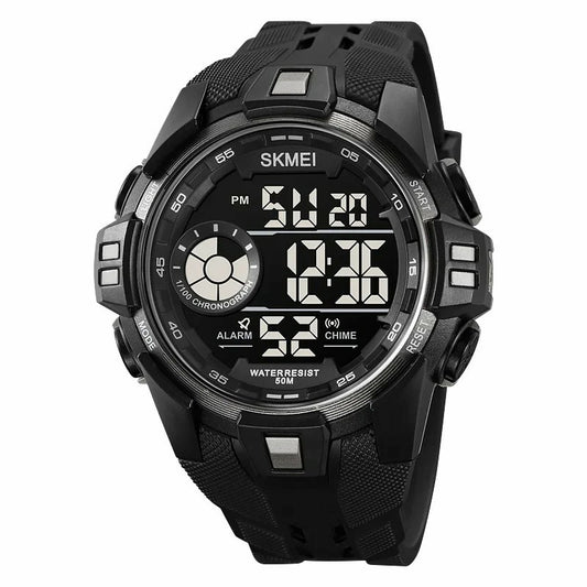 SKMEI 2123 50m Waterproof Outdoor Wrist Watch EL Backlight Electronic Watch with TPU Strap - Titanium