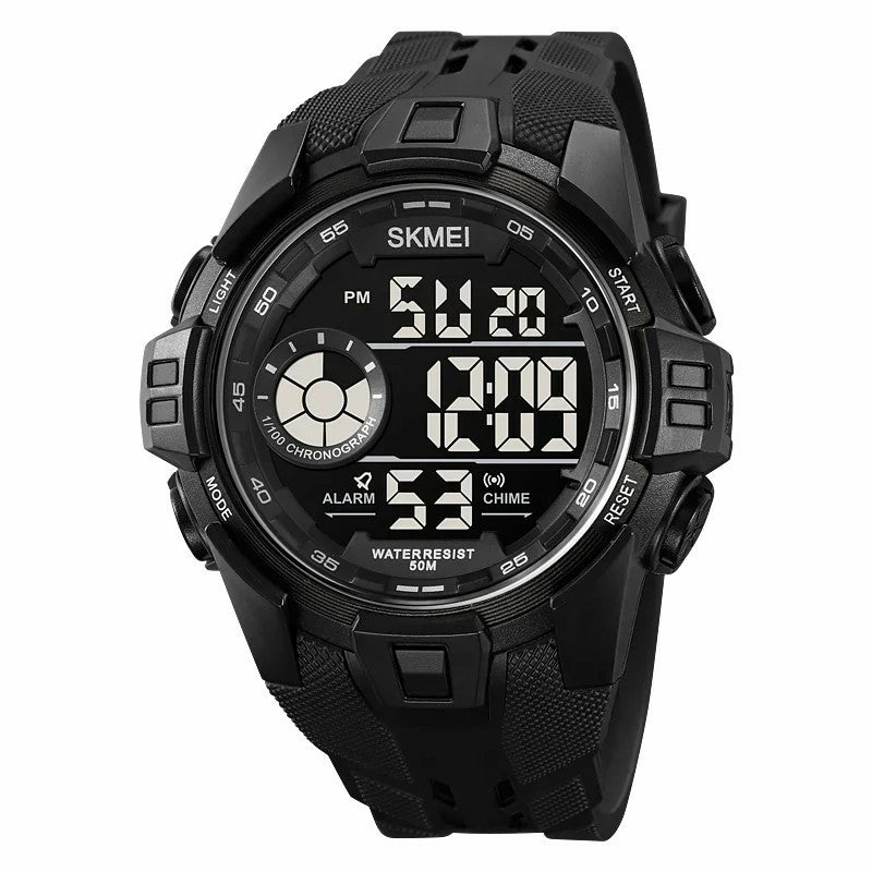 SKMEI 2123 50m Waterproof Outdoor Wrist Watch EL Backlight Electronic Watch with TPU Strap - Titanium