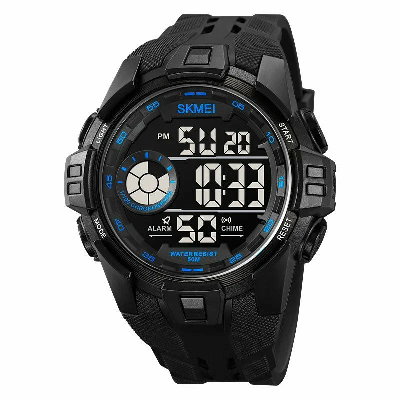 SKMEI 2123 50m Waterproof Outdoor Wrist Watch EL Backlight Electronic Watch with TPU Strap - Titanium