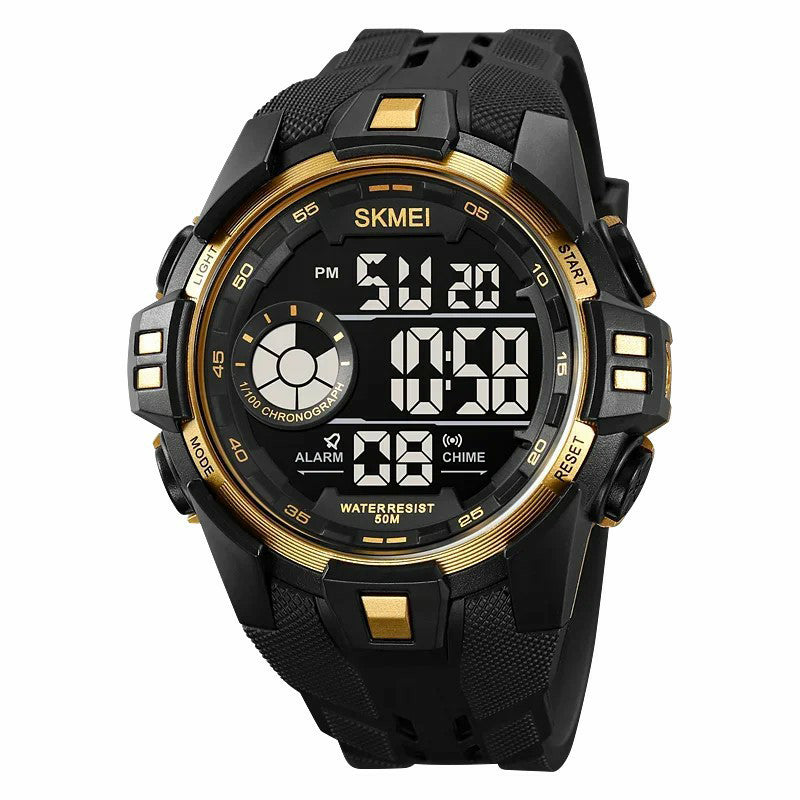 SKMEI 2123 50m Waterproof Outdoor Wrist Watch EL Backlight Electronic Watch with TPU Strap - Titanium