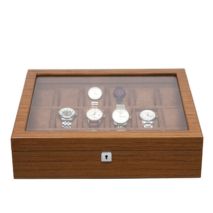 Matte wood grain lock watch storage box