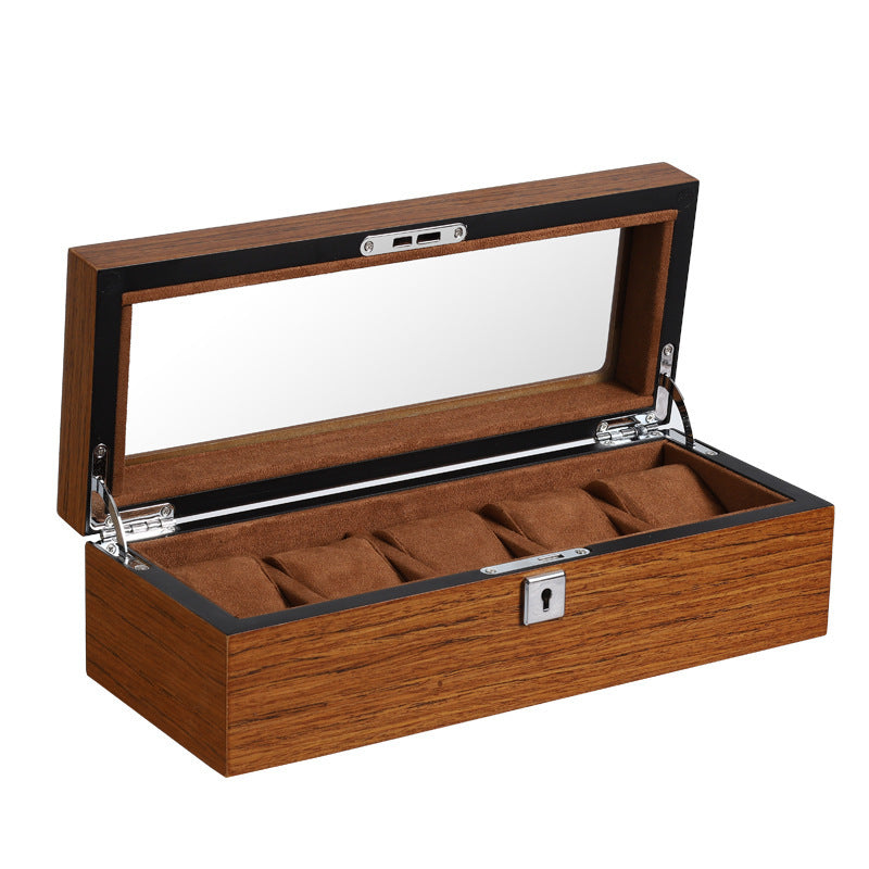 Matte wood grain lock watch storage box