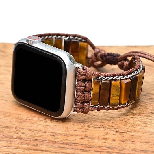 Pulsera con correa de reloj Heroism de moda para hombre con cadena de piedra de ojo de tigre rectangular