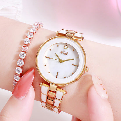 Reloj de mujer estilo coreano moderno estudiante cuarzo blanco