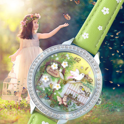 Reloj de cerámica blanda, bonito reloj impermeable de dibujos animados Mori Girl luminoso