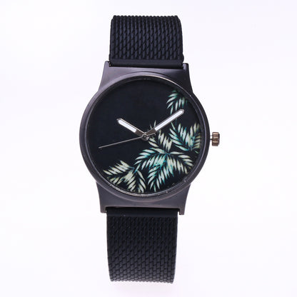 Men's And Women's Silicone Mesh Floral Watch