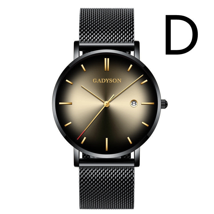 Reloj de acero de color sencillo para hombre, reloj de cuarzo degradado