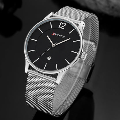 Mesh Belt Simple Large Dial Business Casual Quartz Watch