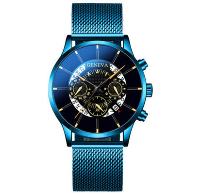 Men's Quartz Watch With Non-Mechanical Alloy Steel Band Calendar