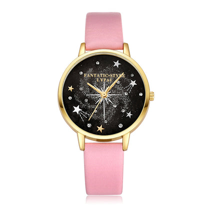 Conjunto combinado de pulsera y reloj para mujer con diseño de cielo estrellado