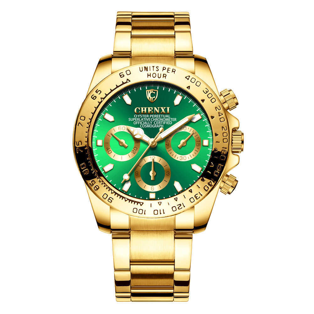Reloj de negocios para hombre, resistente al agua, luminoso, con revestimiento dorado galvanizado