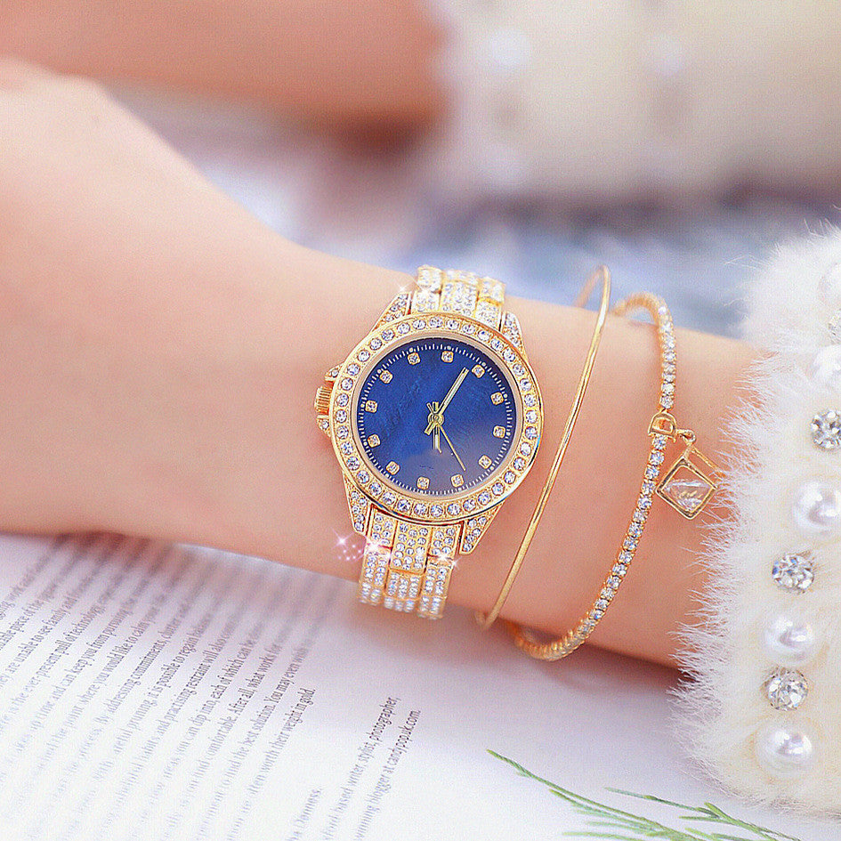 Reloj de diamantes completo con temperamento de moda para mujer