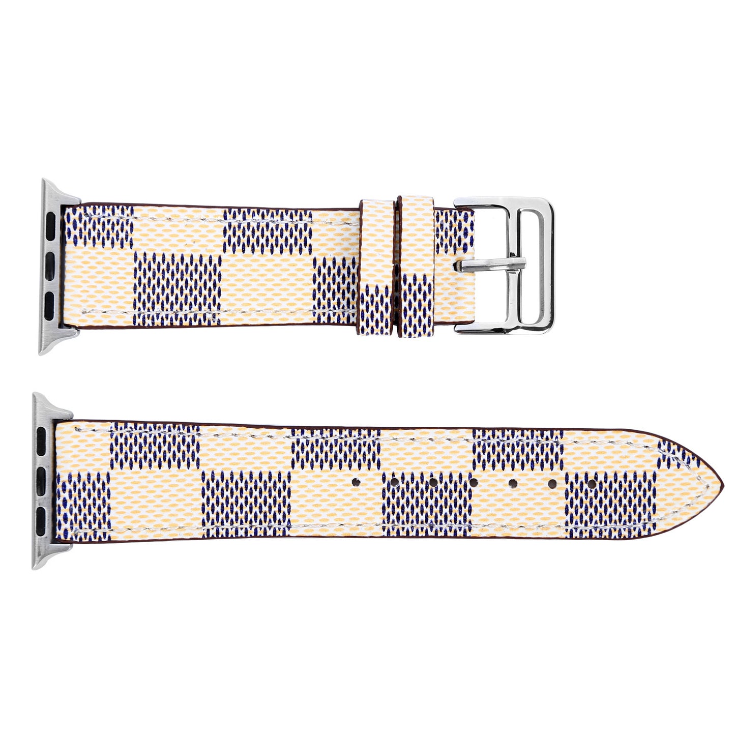 Compatible with Apple, Watch strap iwtch strap checkered iWatch leather watchband