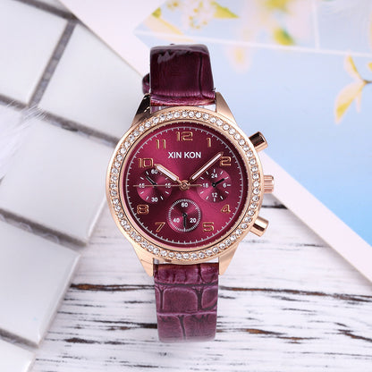 Reloj creativo de cuarzo con tres esferas para mujer