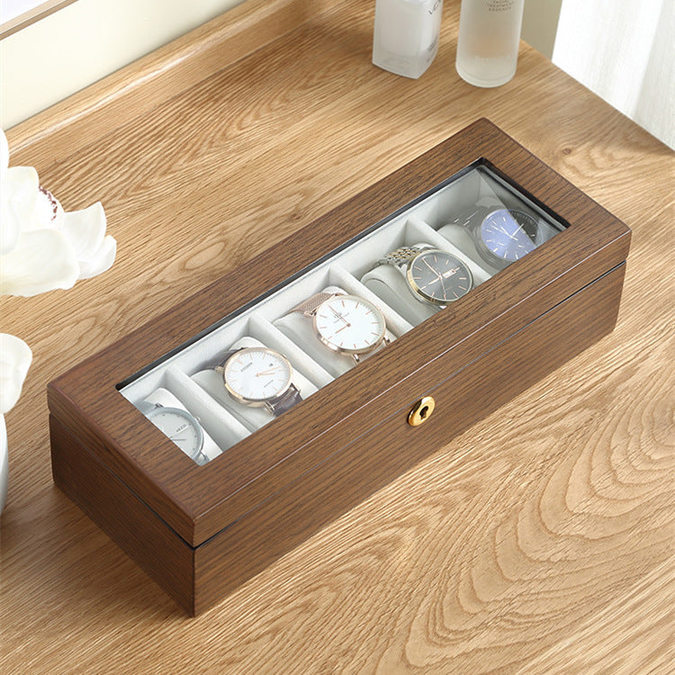 Glass Watch High-end Men's Simple Wooden Storage Box