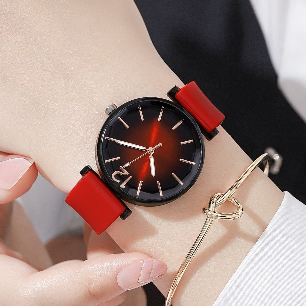 Women's Fashion Gradient Silicone Casual Watch