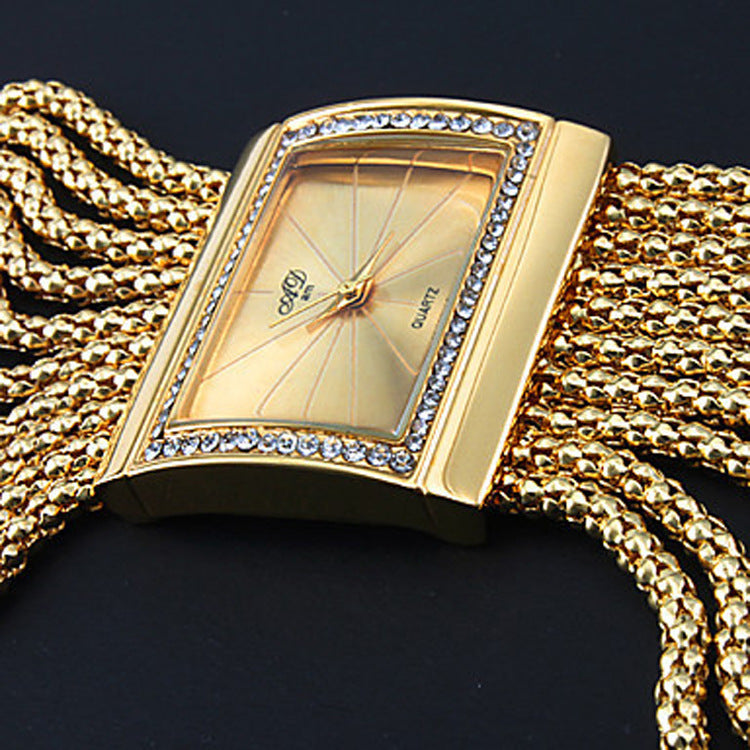 Reloj cuadrado con diamantes de imitación