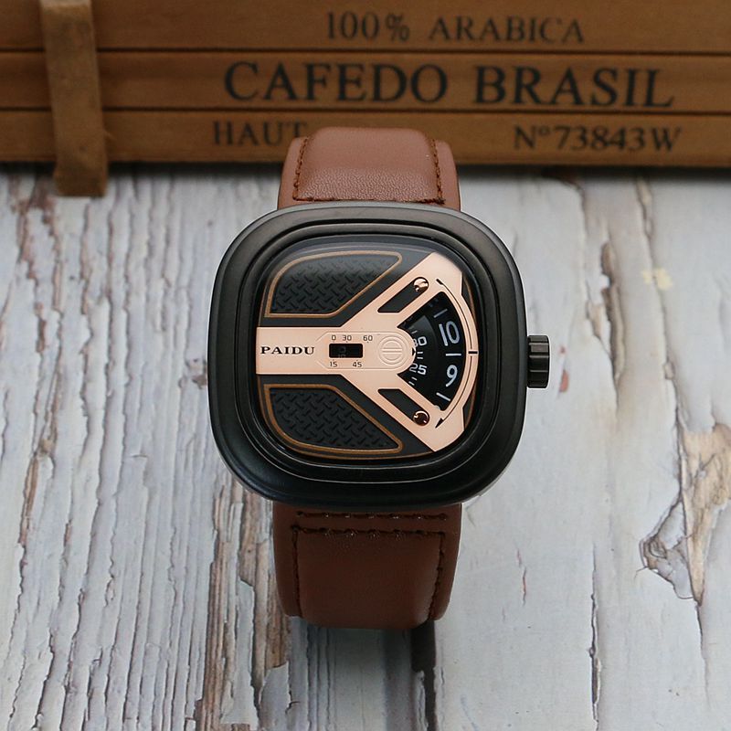 Reloj de moda para hombre con correa de cuero que combina con todo Reloj de cuarzo