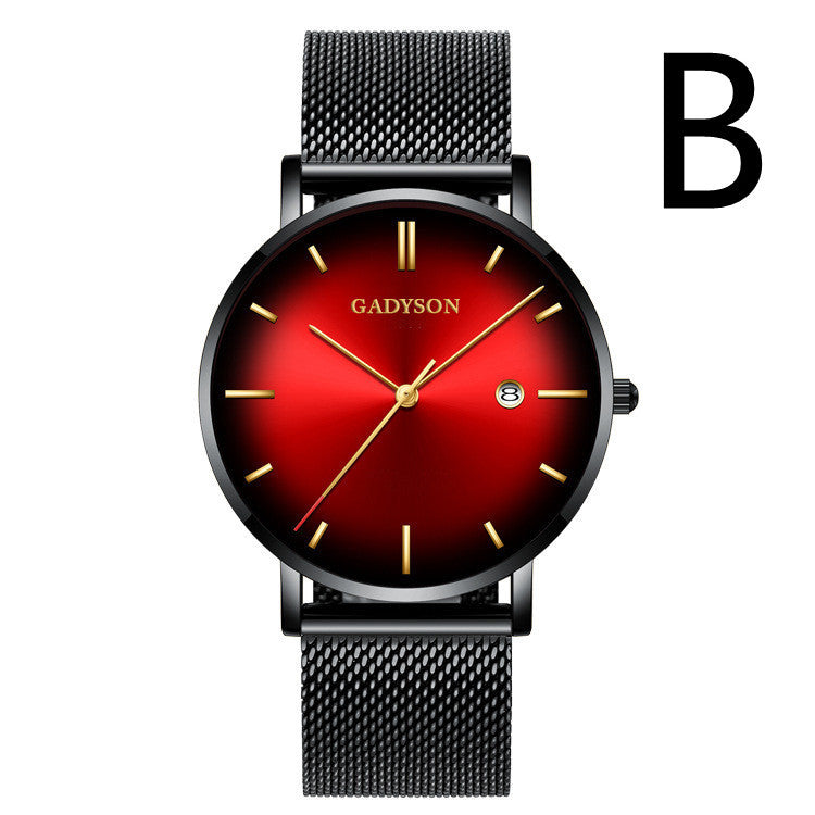 Reloj de acero de color sencillo para hombre, reloj de cuarzo degradado