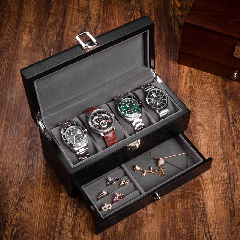 Wooden Double-layer Watch Jewelry Storage Box