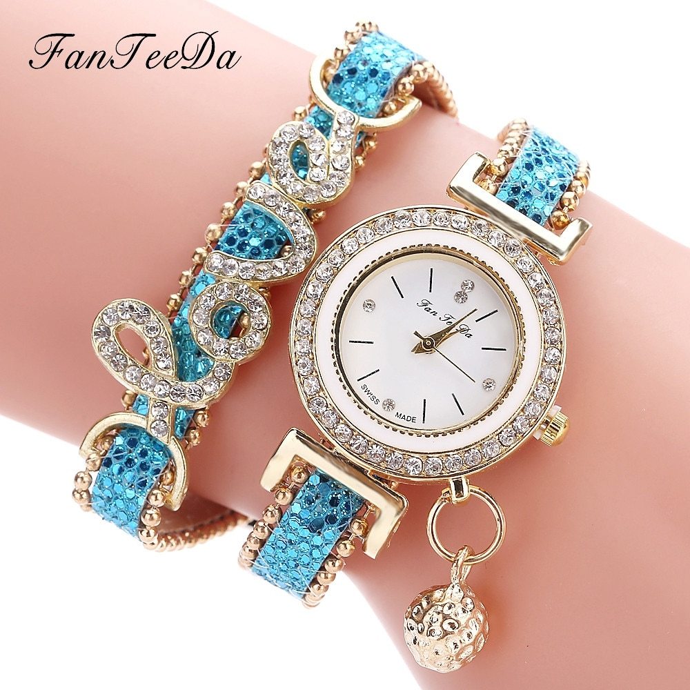 Relojes de pulsera para mujer de la marca FanTeeDa, reloj de diamantes de imitación para mujer, reloj de pulsera de moda para mujer, reloj femenino, regalo