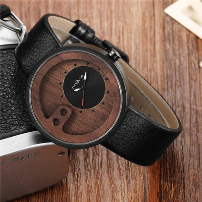 Fashion Top Brand Wooden Watch Men Exquisite Carving Hollow Design Male Clock Unique Green Leather Quartz Wood Watches