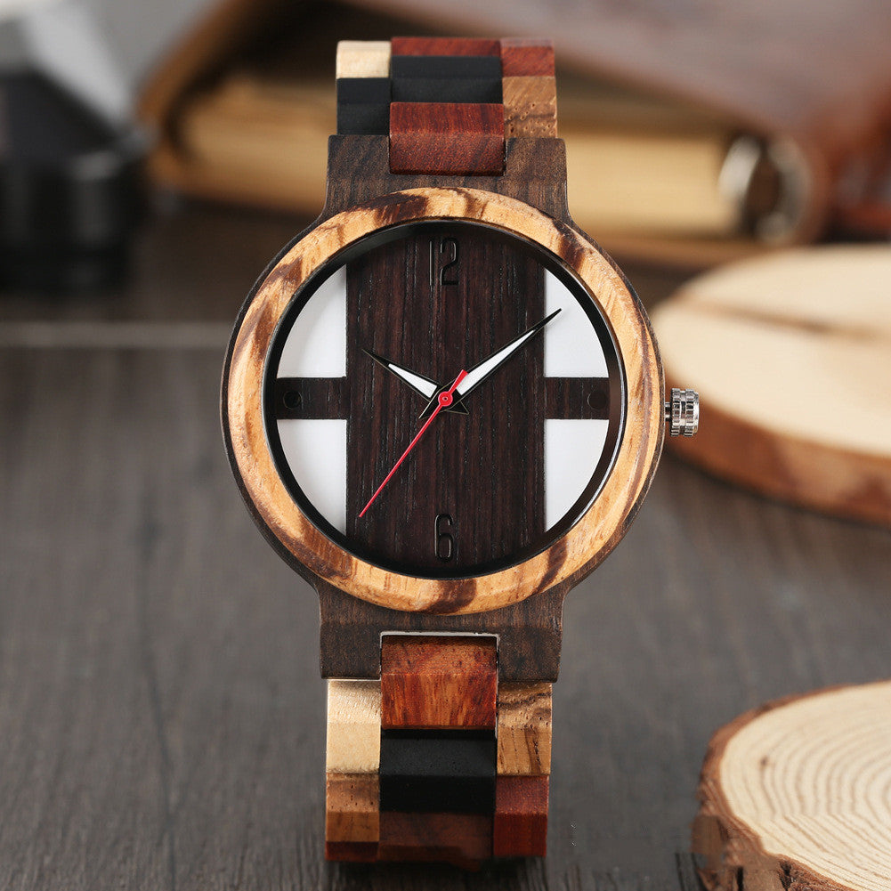 Reloj de cuarzo de madera de estilo nuevo y moderno para hombre