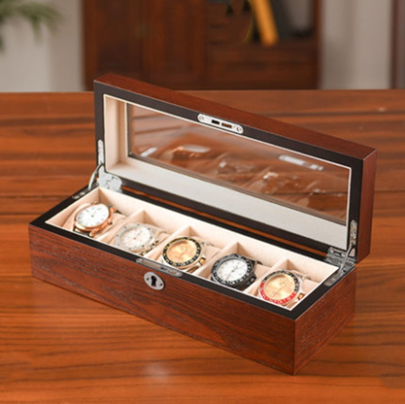 Large Capacity Wooden Lock Watch Storage Box