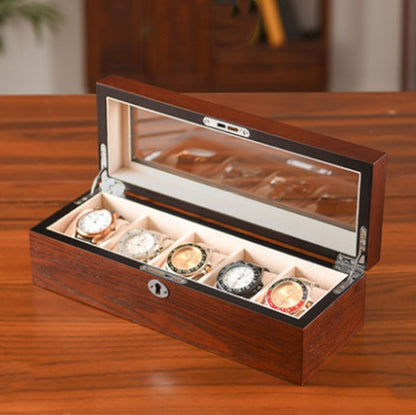 Large Capacity Wooden Lock Watch Storage Box