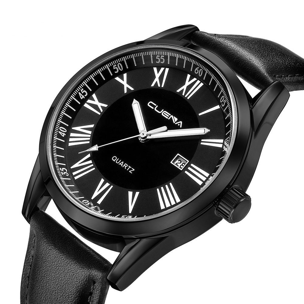 Reloj de cuarzo de cuero genuino para hombre