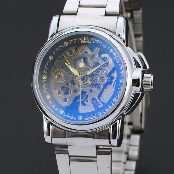 Simple Scale Casual Mechanical Steel Strap Watch