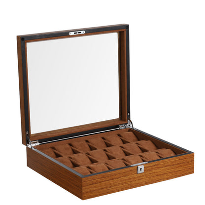 Matte wood grain lock watch storage box