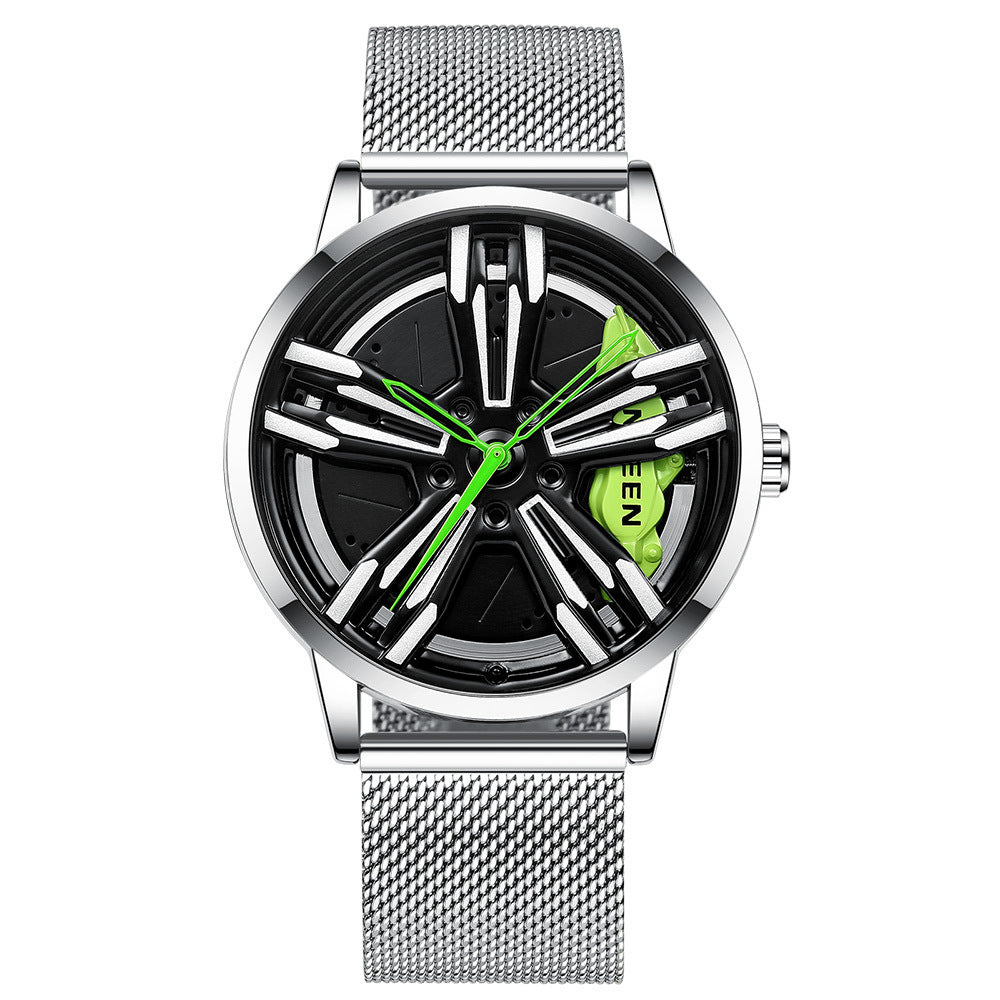 Reloj de locomotora para hombre con rueda tridimensional hueca