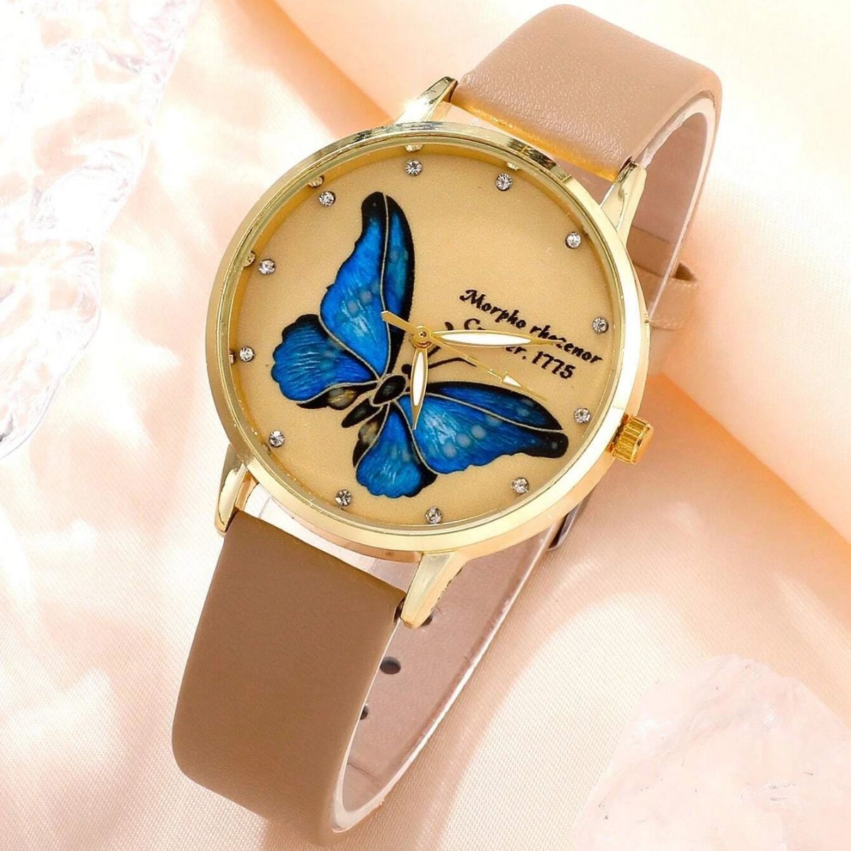 Conjunto de 5 piezas de reloj y cinturón de mariposa a juego para mujer