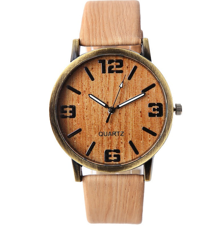 Reloj de pulsera con vetas de madera