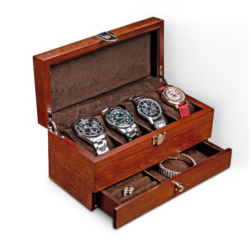 Wooden Double-layer Watch Jewelry Storage Box