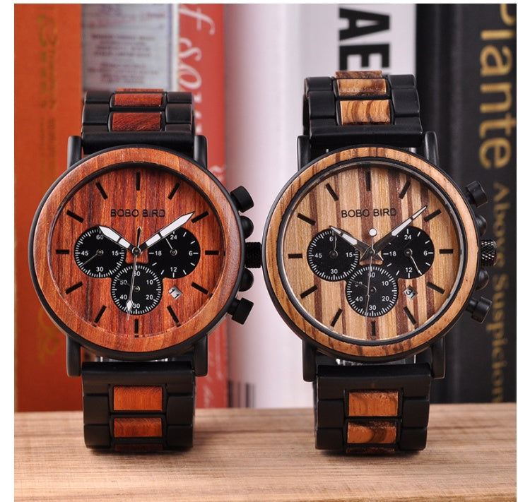 Reloj de cuarzo con reloj de madera BOBO BIRD de moda